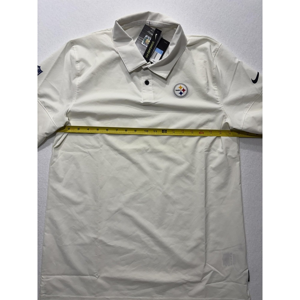 Pittsburgh Steelers Polo Shirt Mens Medium White NFL Football Nike Dri Fit - Picture 12 of 16